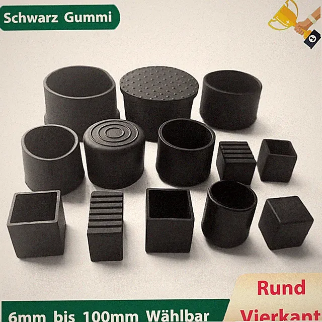 Gummi Fusskappen Stuhlbeinkappen Schutzkappen Rund/Vierkant Rohrkappen Möbelfüße