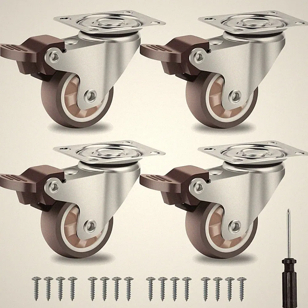 Gummi-Rollen, 38 mm, mit Bremsen, 4er Set, 360° drehbar, für Möbel, Transport