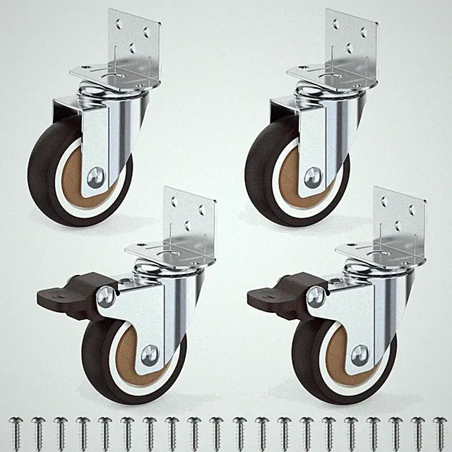 Gummiräder Möbelrollen 50mm L-Montage mit Bremsen für Schiebemöbel