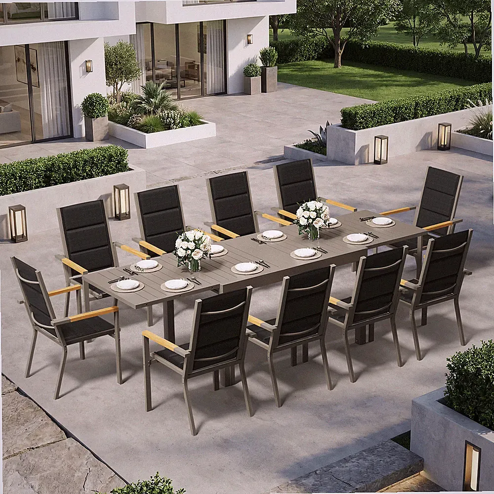 GUNJI® Gartensitzgruppe Gartenmöbel Set Gartenset Sitzgruppe Stapelbarer Stu alu