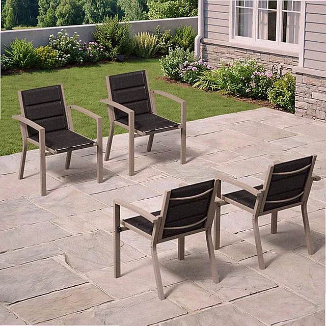 GUNJI® Gartenstuhl 2/4/6/8er Set Aluminium, Esszimmerstuhl Stapelbarer Stuhl EU