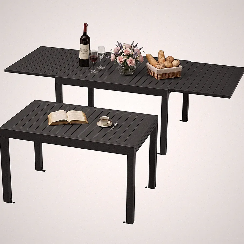 GUNJI® Rechteckiger Alu-Gartentisch Esstisch Ausziehbarer Outdoor-Tisch aus new