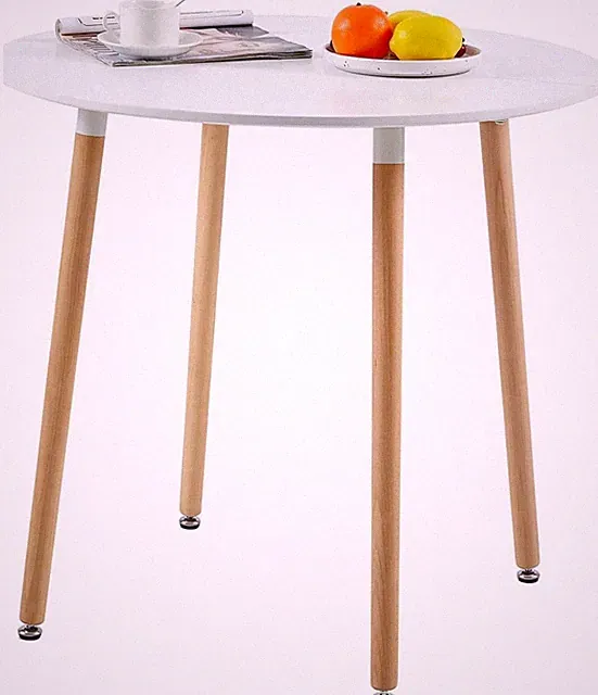 H.J WeDoo Runder Esstisch 80 x 74 cm, MDF, 3 Beine, weiß/Buche