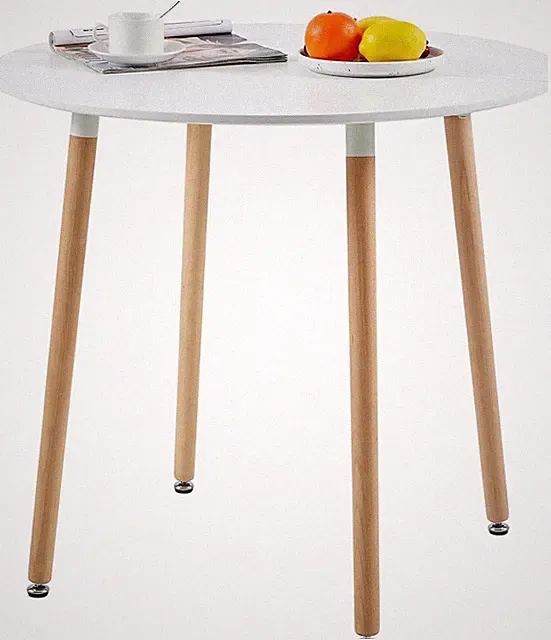 H.J WeDoo Runder Esstisch 80 x 74 cm, MDF, 3 Beine, weiß/Buche