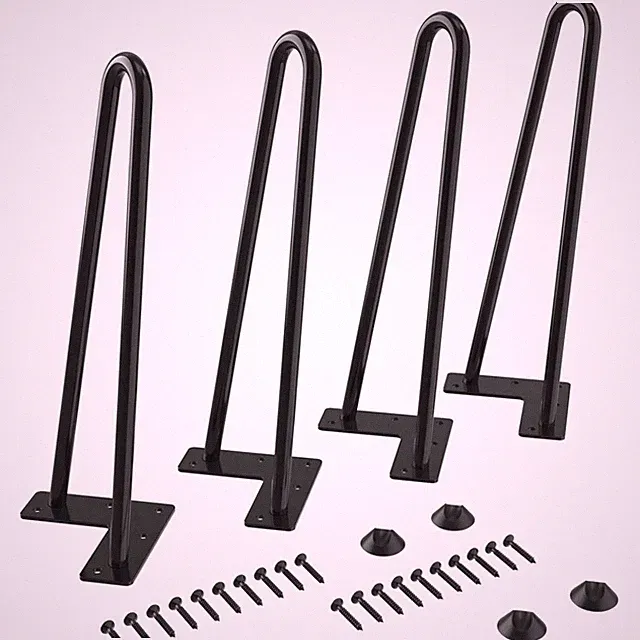 Haarnadel Tischbeine 30cm Stahl Möbelbeine DIY Esstisch Couchtisch schwarz