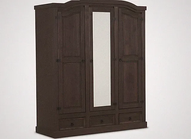 Hacienda-Look 3-türiger Kiefer Kleiderschrank New Mexico - Dunkelbraun