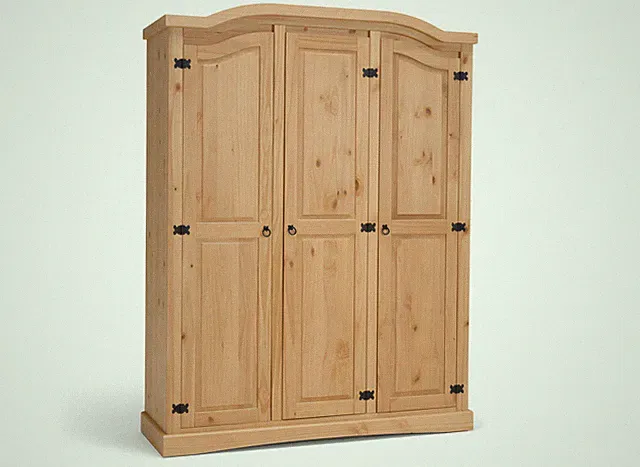 Hacienda-Look 3trg massiv Kiefer Mexico Kleiderschrank "New Mexiko" - Holz