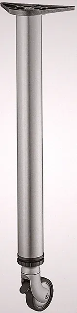 Häfele Tischbein Rondella mit Rolle Möbelbein Tischfuß 710 mm silber Bein