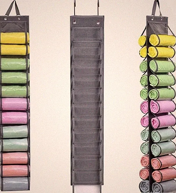 Hängender Kleiderschrank Organizer mit 24 Fächern für Yoga Leggings und Kleidung