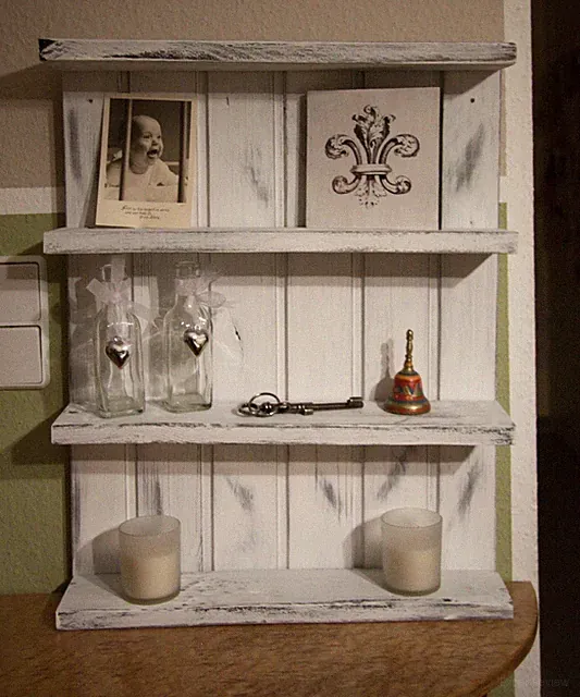 Hängeregal * Gewürzregal * Tassenregal * vintage * Shabby Landhaus Style weiß /S