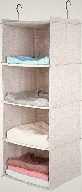Hängeregal Kleiderschrank, 4 Fächer Hochwertige Baumwolle Camping Schrankorganiz