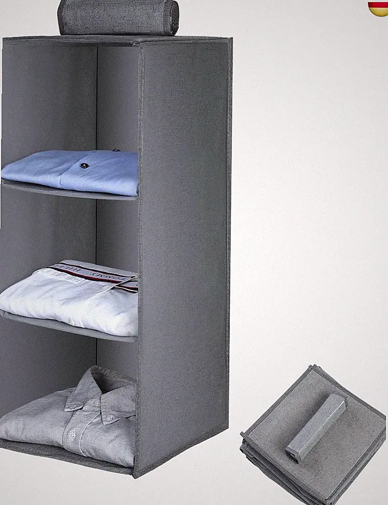 Hängeregal Kleiderschrank,Hängeaufbewahrung Schrank Organizer mit 3 Fächern,Falt