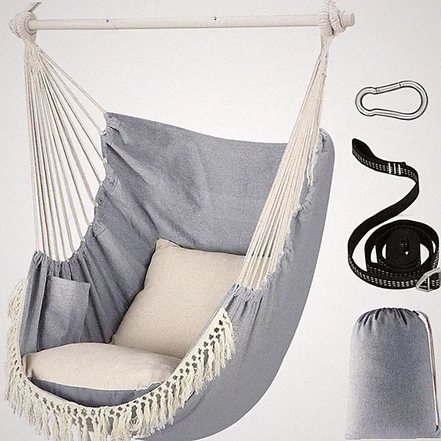 Hängeschaukel im Bohemian-Stil – Tragbarer Hängesessel mit seitlicher Tasche
