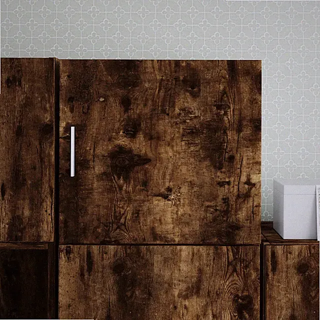 Hängeschrank Raucheiche 45x42,5x40cm Ingenieurholz Wandmontage Schwebend Aufbewahrung