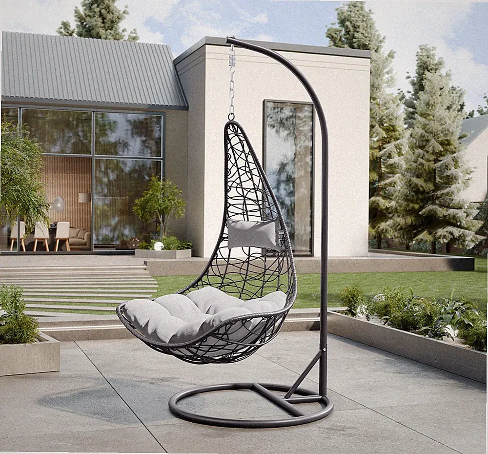 Hängesessel Boho Hängestuhl Hängekorb mit Gestell Gartensessel Stilvoll M24