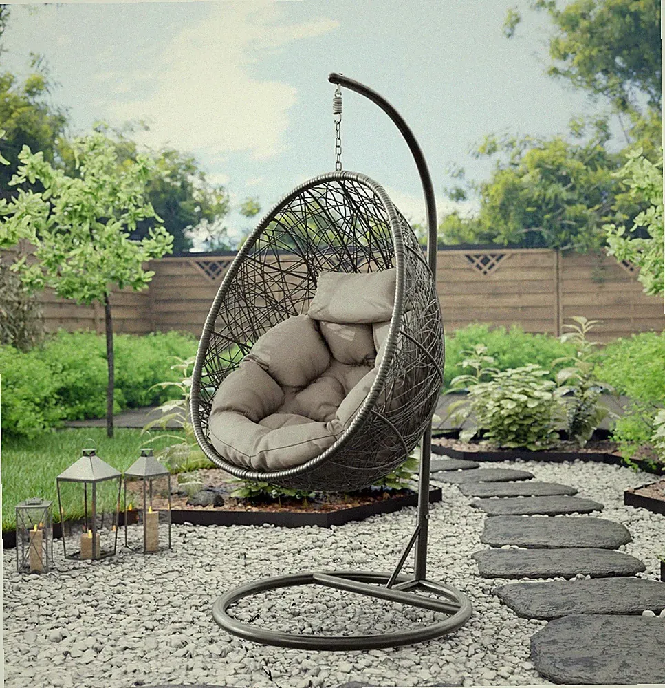 Hängesessel Fogo Hängestuhl mit Gestell Hängekorb Gartensessel M24