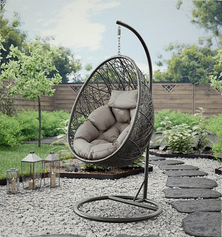 Hängesessel Hilvis mit Stahlskelett Hängekorb Kokon Hängestuhl Gartensessel M24