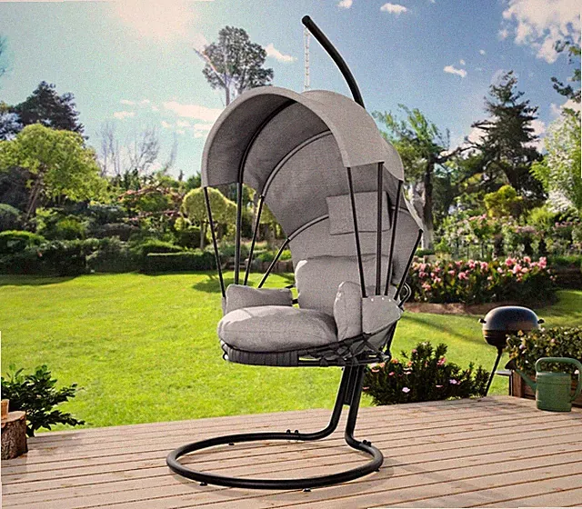 Hängesessel Nirko mit Stahlskelett Hängekorb Kokon Hängestuhl Gartensessel M24