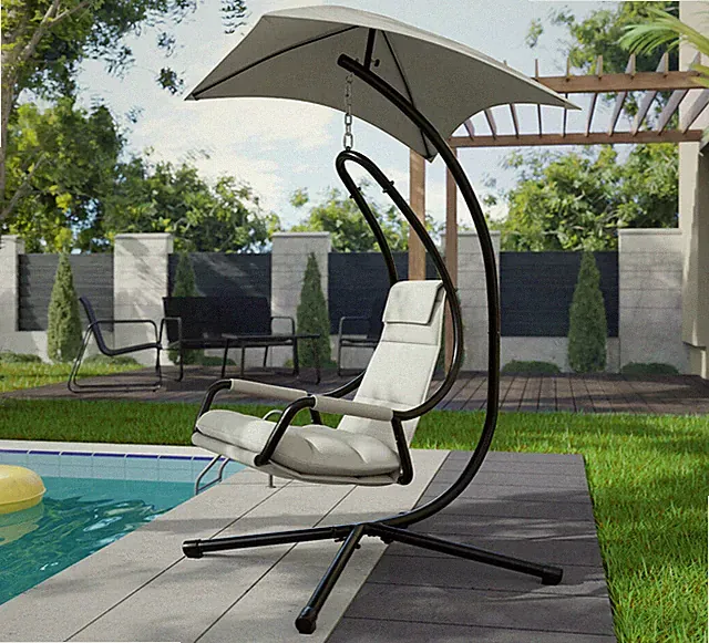 Hängesessel Zinkul mit Stahlskelett Modern Hängestuhl Gartensessel Kissen M24