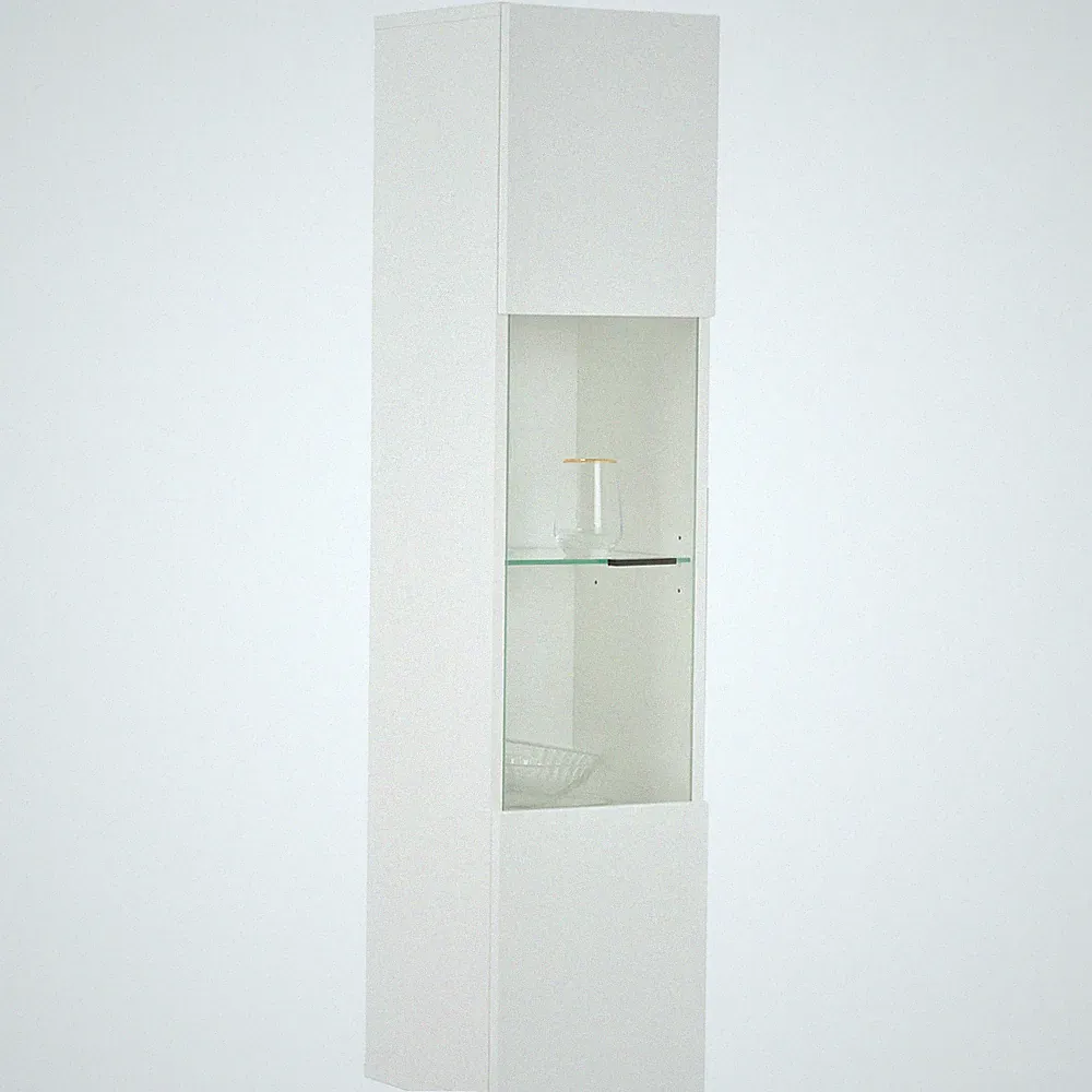 Hängevitrine - alpinweiß - weiß Hochglanz - 130 cm