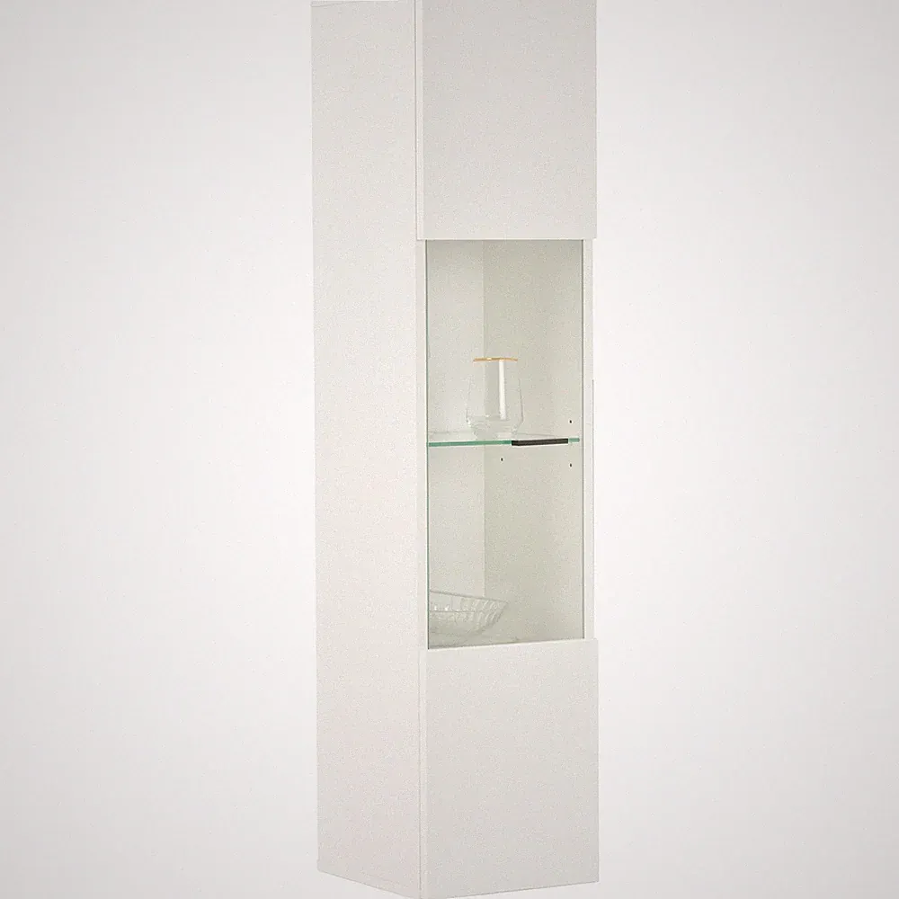 Hängevitrine - alpinweiß - weiß Hochglanz - 130 cm