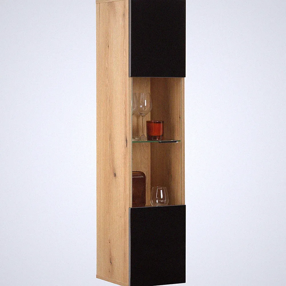 Hängevitrine - Evoke Eiche - schwarz Hochglanz - 130 cm