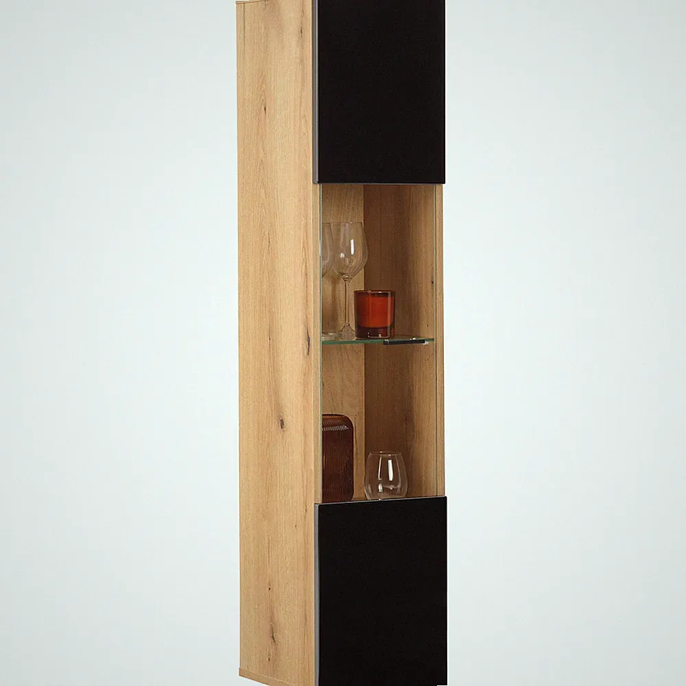 Hängevitrine - Evoke Eiche - schwarz Hochglanz - 130 cm