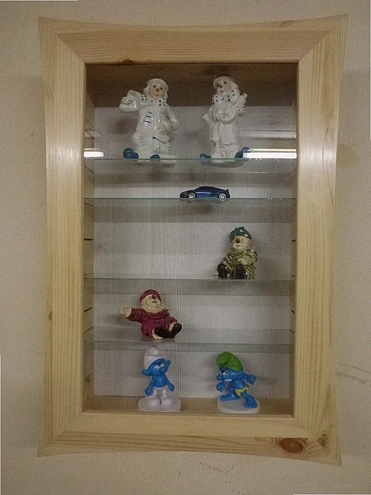 Hängevitrine Vitrine Sammlervitrine Kiefer neu gewachst 38x55cm mit LED´s Topp