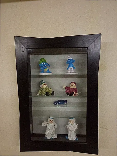 Hängevitrine Vitrine Sammlervitrine Kiefer Schwarz lasier 38x55cm mit LED´s Topp