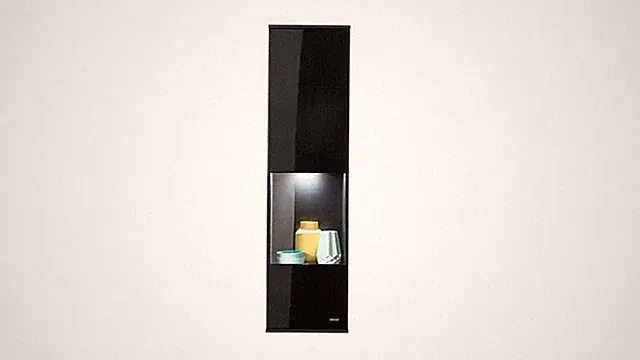 Hängevitrine Wandschrank Wohnzimmer Odessa MDF schwarz Tiefzieh Hochglanz