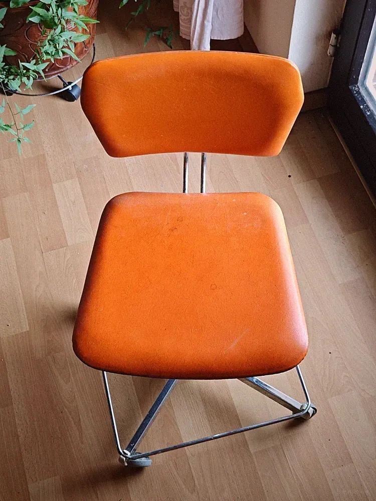 Hailo Bürostuhl Bauhaus Design Architekt Rollenstuhl Schreibtisch Orange 1970er