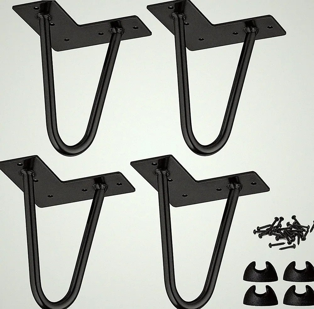 Hairpin Beine für Schreibtisch Couchtisch Regal, 4er Set, Schwarz
