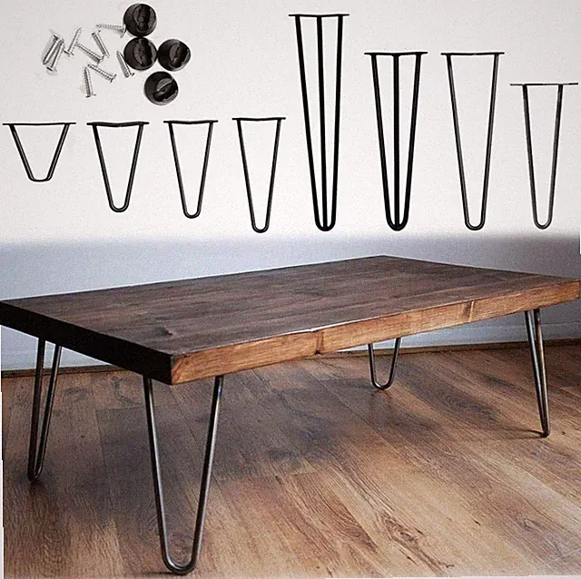 Hairpin Legs, 4er Set, Möbelfüße, Legierter Stahl, Schwarz, 10cm-71cm, Schrauben