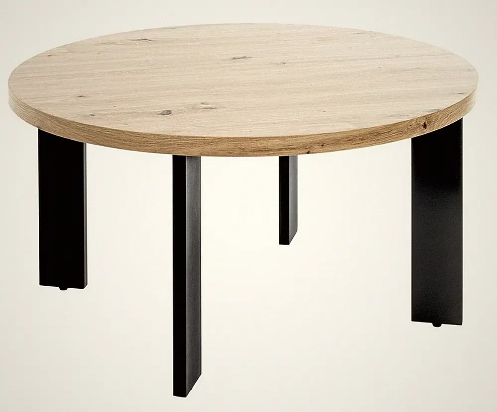 Haku Couchtisch schwarz-eiche ø 75 cm Wohnzimmertisch Holztisch Sofatisch Tisch