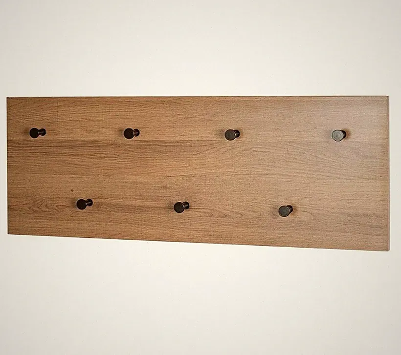 HAKU Möbel Wandgarderobe eiche, schwarz, MDF, Metall - Maße: B 80 cm Garderobe