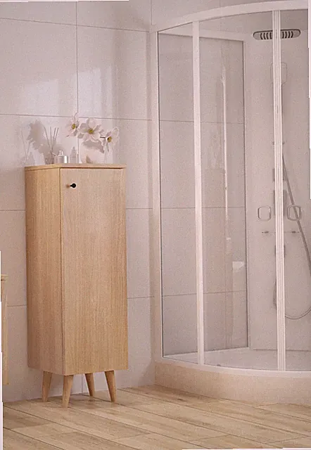 Halbhoher Badschrank Eiche Dekor Wandmontage oder stehend Hochstehend