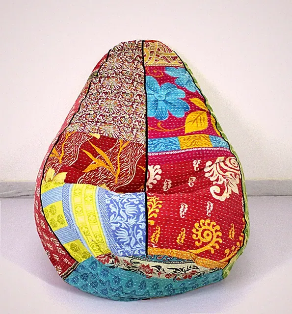 Handgefertigt Gesteppt Baumwolle Blumen Bohemian Sitzsack Hocker Stuhl Indisc...