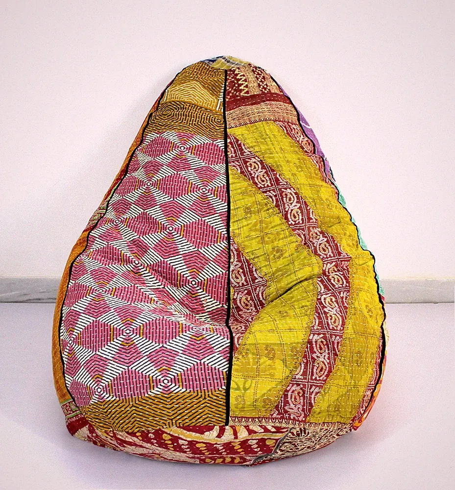 Handgefertigte gesteppte Kantha Baumwolle Blumen Bohemian Sitzsack dekorative...