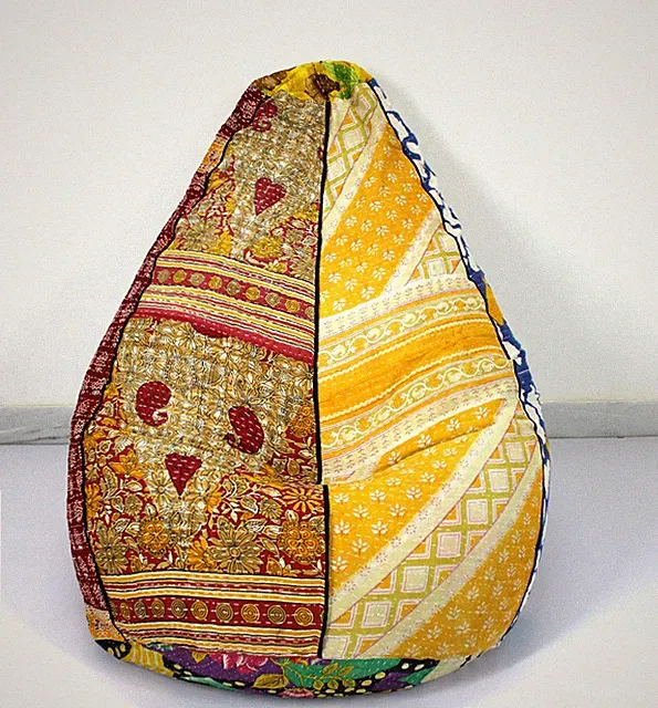 Handgefertigter bestickter Baumwoll-Sitzsack Kantha Hippie Bohemian Kindermöb...