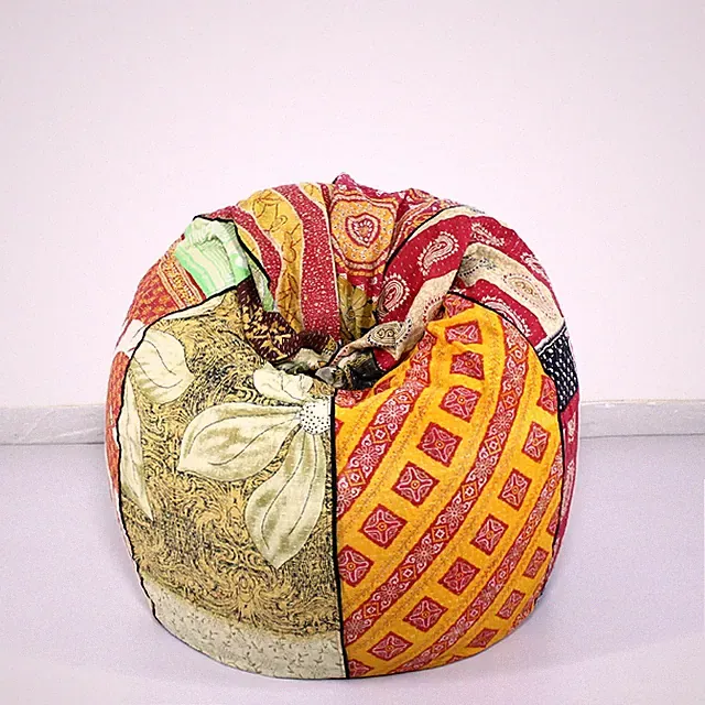 Handgefertigter gesteppter Kantha Baumwolle Blumen Bohemian Sitzsack dekorati...