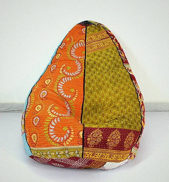 Handgefertigter gesteppter Sitzsack Baumwolle Blumen Bohemian Hippie Zigeuner...