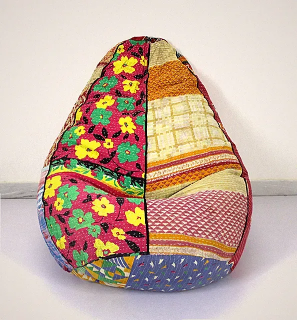 Handgefertigter Kantha Hippie Pouf Kinder Sitzsack Handarbeit Ottoman Blumen...