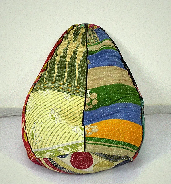 Handgefertigter Sacco Stuhl Baumwolle Kantha Bohemian Sitzsack Hocker Stuhl I...