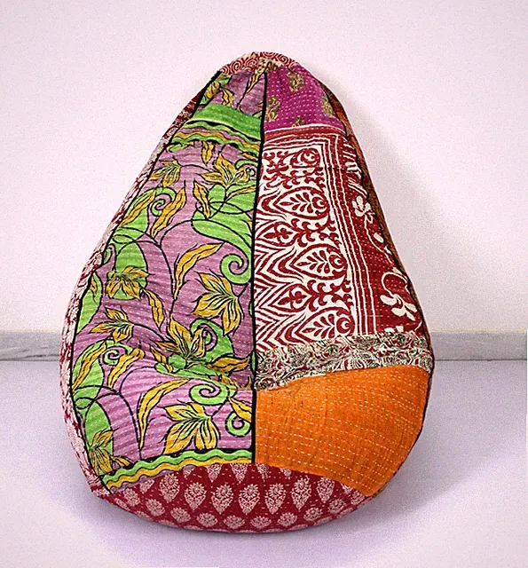 Handgefertigter Sack, Baumwolle, Kantha, Bohemian-Sitzsack, Sacco-Stuhl,...