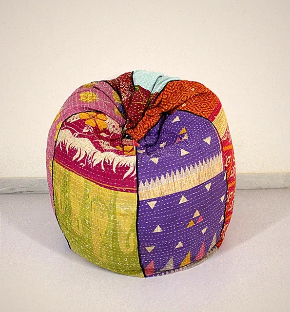 Handgefertigter Vintage Baumwolle Blumen Bohemian Sitzsack Pouf Boden Kissen...