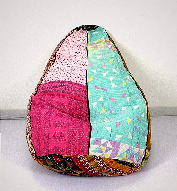 Handgefertigter Vintage Baumwolle Kantha Blumen Bohemian Sitzsack Pouf Hassoc...