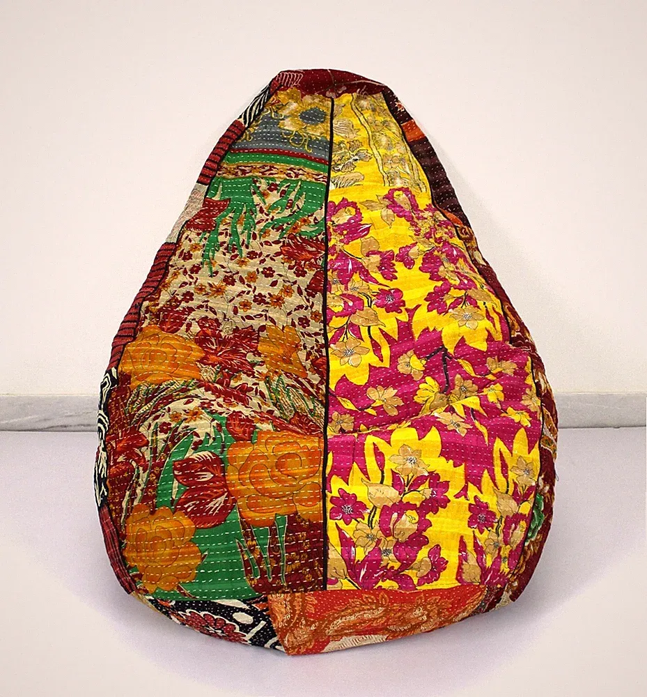Handgefertigter Vintage Baumwolle Kantha Floral Bohemian Sitzsack Hocker...