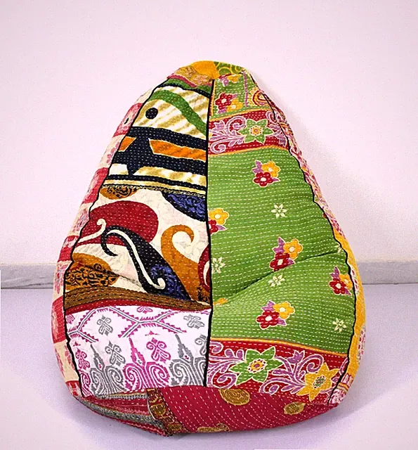Handgefertigter Vintage Kantha Kinder-Sitzsack aus Baumwolle,...