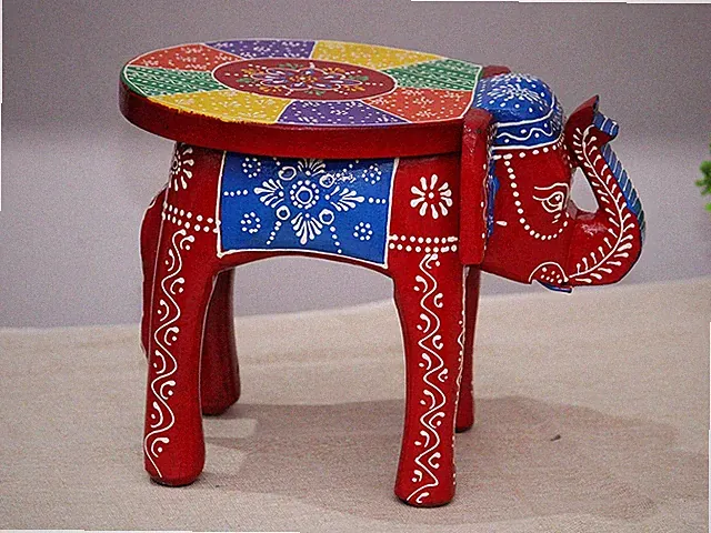 Handgemacht & Handgemalt Holz Elefant Form Stuhl Cum Garten Tisch 20.3cm