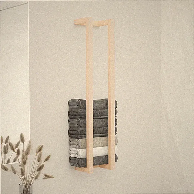 Handtuchhalter massiv Kiefernholz naturfarben 23x18x110 cm Wandregal Aufhänger